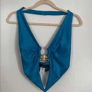 Blue Halter Top with Gold Accent
